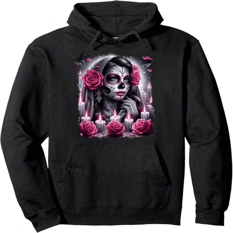 Dia De Los Muertos Mexicos Deaths Wo Pullover Hoodie - Black 5 - View 1