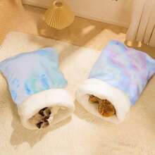 1 pieza Bolsa de dormir para gato con túnel perforable, cama de mascotas semi-cerrada para todas las estaciones, universal, Bolsa de dormir cómoda para gatos, Bolsa de dormir de invierno para gatos, Bolsa de dormir cálida y cómoda para gatos - Bolsa de dormir semi-cerrada de felpa suave - Para gatos en interiores y casas para gatos