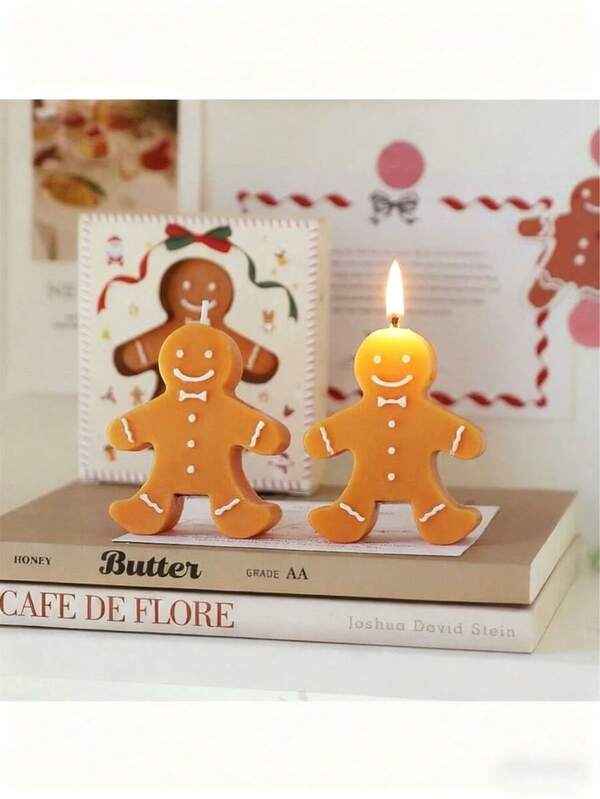 Velas de hombre de jengibre navideñas, para decoración de escritorio y utilería fotográfica, decoración de interiores, adecuadas para la decoración de la fiesta de Nochebuena, recuerdos, fiestas temáticas, reuniones familiares, reuniones festivas, decoraciones navideñas, regalos de Navidad