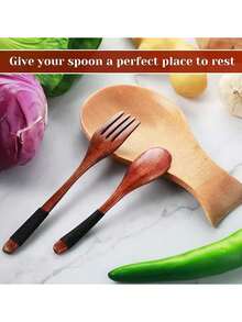 1 pieza Estante de cucharas de madera, soporte resistente al calor para utensilios de cocina, organizador de herramientas de cocina para cucharas, espátulas, brochas, cucharones, etc.