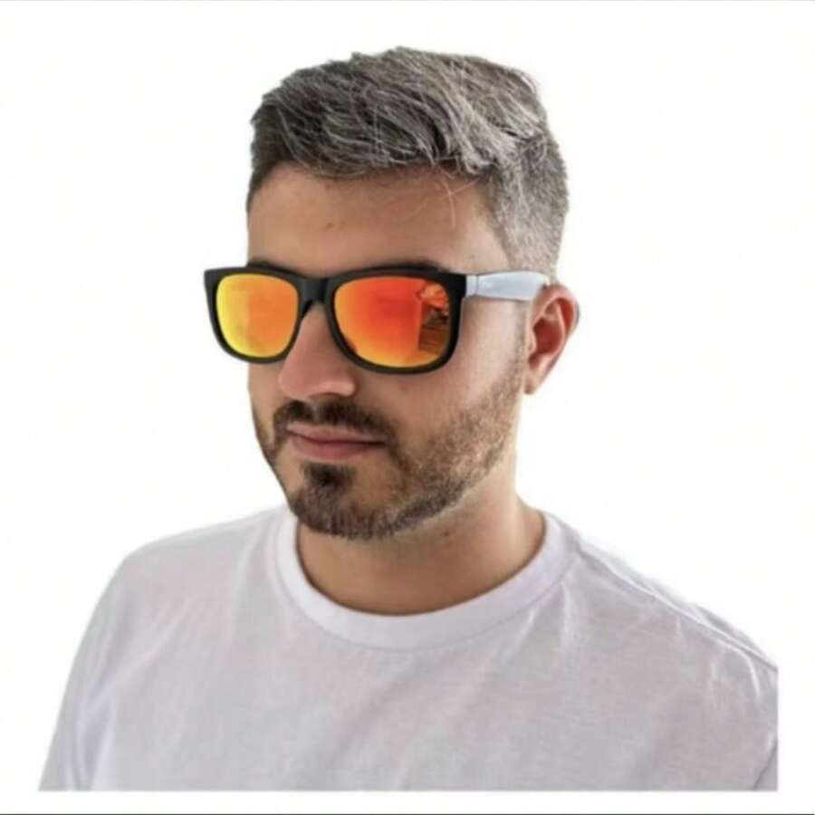 Men's Classic Square Black Justin Style Sunglasses Modern And Comfortable - Gold - View 1