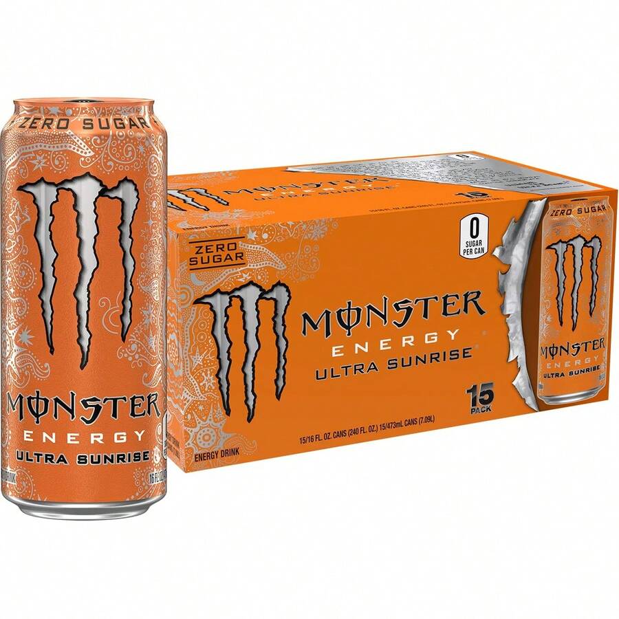 Monster Energy Ultra Sunrise, Sugar Free Energy Drink, 16 Fl Oz (Pack ...