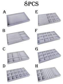 9pcs Fashion Ring Box Earring Jewelry Storage Box (Dustproof Without Cover), Minimalist Jewelry Display Tray, Home Use, Back To School Gift - Grey - View 21