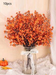 10/6PCS Artificial Autumn Baby's Breath Flower Bouquets. Modern-Style Artificial Flower Bundles Suitable For Autumn Home Decor, Fake Plants, Fall Decorations, Room Decor, Desk Decor, Bedroom Decor, Garden Decor, And Indoor Decoration Items.