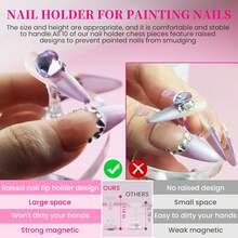 Nail Stand Press Ons 10 Long Nail Holder Painting Art Supplies Magnetic Wood Display With 1 Heart Nail Stands, 200Pcs Double Sided Tape, Decorating Art Accessories Kit In Home Salon - 1 - 查看 4