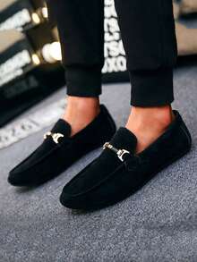 男士乐福鞋 新款休闲鞋 百搭莫卡辛鞋 一脚蹬渔夫鞋 休闲鞋 青年鞋 帆布平底船鞋 男鞋 黑色正装鞋 休闲帆布鞋（尺码偏小偏窄，请订购大一码） - 黑色 - 查看 6