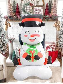 2 pièces Ensemble de ballons de bonhomme de neige de Noël debout de grande taille, bonhomme de neige tenant une boîte-cadeau et un ballon de cadeau miniature, convient pour la décoration de fête de Noël, fête de vacances, décoration de thème d'hiver, Joyeux Noël, décoration de jardin, ballon de bonhomme de neige de Noël, fournitures de fête de Nouvel An à la maison