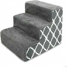 Best Pet Supplies Dog Stairs & Steps - Foam Steps For Small Dogs & Cats, Non-Slip Indoor Balanced Pet Step Support, Dog Ramp, No Assembly, Gray Lattice Print, 3-Step (13.5-Inch Height),21720291 - Dark Green - View 1