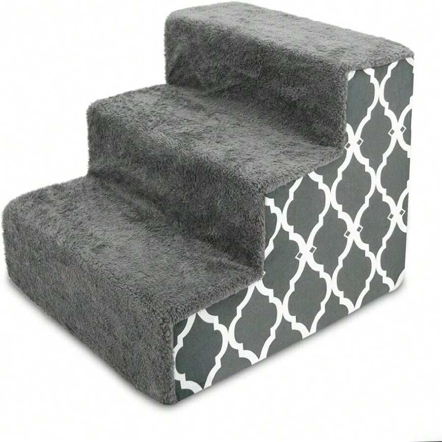 Best Pet Supplies Dog Stairs & Steps - Foam Steps For Small Dogs & Cats, Non-Slip Indoor Balanced Pet Step Support, Dog Ramp, No Assembly, Gray Lattice Print, 3-Step (13.5-Inch Height),21720291 - Dark Green - View 1