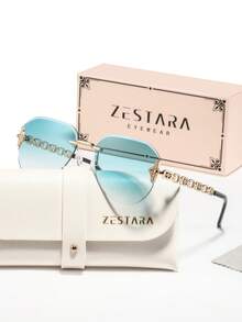 1 Pair Women's Metal Aviator Rimless Round Mirrored Fashion Glasses, Sophisticated Minimalist Design, Comfortable & Fashionable, Suitable For Early Autumn Outings, Picnics, Camping, Comes With Elegant Packaging