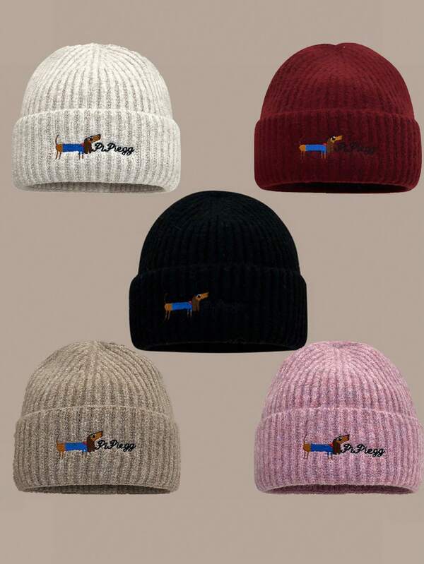 1PC Cute Sausage Puppy Knitted Hat, Thickened Thermal Ear Protection In Autumn And Winter, Headgear, Suitable For Cycling, Skiing, Etc Winter Clothing