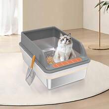 - Caja de de acero inoxidable con tapa, caja de para gatos con tamiz XL extragrande para pellets de pino y gatos grandes, sistema de bandeja de para control de olores, con - XL[23,6'' de largo * 15,7'' de ancho * 12'' de alto] - Ver 7