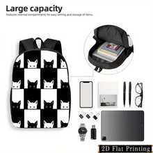 Stylish Unisex Backpack With Black & White Cat Print - Lightweight Large Capacity Daypack, Adjustable Straps & Side Pockets, Foldable Design For School, Travel, Commuting, Casual Daypack, Playful Design, Zipper Closure, Durable Construction, Commuting Bag,  Daypack, Hand Washable, Young Adults - 混合顏色 - 查看 6