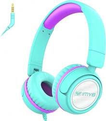 Auriculares para niños V1, auriculares estéreo plegables sin enredos 3,5mm ajustables en la oreja para niños para la escuela/niños/niños/adolescentes/niños/niñas//Tablet//teléfonos/Viajes/avión (verde) - Autocaravanas verdes - Ver 13