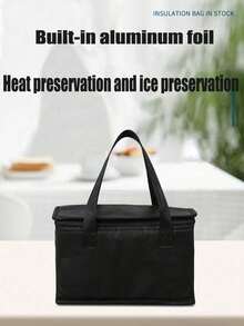 1 peça/2 peças Bolsa Térmica Reutilizável para Almoço, Caixa de Almoço com Capacidade Grande de 11,0*6,69*5,51 Polegadas, Bolsa à Prova de Vazamentos para Escritório, Trabalho, Escola, Praia ou Acampamento ao Ar Livre, Sacola de Compras com ZípTopo Topo - Preto - Visão 3