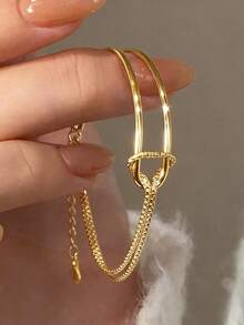 1 件优雅链结手链 925 纯银圆形手链精美珠宝礼物送给女性女友的礼物精美女士珠宝