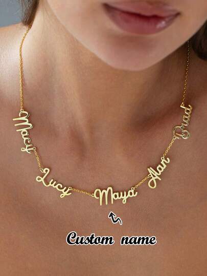 1pc Personalized Gold/Silver/Rose Gold Necklace With Custom English Letters & Numbers, Couples & Family Gift For Halloween, Christmas, Autumn Fashion, Vintage, Unisex, Minimalist, Casual, Gothic, Punk, Suitable For Her, Boyfriend, Girlfriend, Dad, Mom, Family, Friends, Pets, Son, Daughter, Grandparents, Anniversary, Valentine's Day, Mother's Day, Birthday, Graduation, Father's Day, Wedding