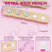 Nail Stand Press Ons 10 Long Nail Holder Painting Art Supplies Magnetic Wood Display With 1 Heart Nail Stands, 200Pcs Double Sided Tape, Decorating Art Accessories Kit In Home Salon - 1 - 查看 5