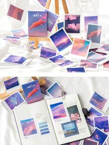 1 Box 30 Romantic Sky Scenery Stickers Artistic Handbook DIY Decorative Scrapbook Album,Sticked On Suitcase Computer Water Cup Mobile Phone Case Refrigerator Wall Helmet Cabinet Box Door Bed Guitar,Classroom Samolepky,School Supplies,Teacher Accessories,Scrapbook Supplies,Teacher Gifts,Craft Supplies,DIY Living Room, Dining Room Refrigerator, Bed, Wall, Glass, Outdoor Travel Suitcase, Car, Suitcase, Water Cup, Schoolbag,