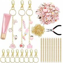 132pcs Keychain Making Kit, Includes Zinc Alloy Charms/Extension Chains/Keyring Clips/Beading Supplies And Jewelry Pliers - DIY Craft And Jewelry Making For Adults, Suitable For Women - Keychain Pendant Set - View 12