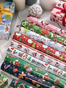8pcs/4pcs Christmas Gift Wrap Sheets - Heavy-Duty Holiday Paper,Golden Foil Reindeer & Snowflake Christmas Wrapping Paper - Perfect For Holiday Gifts & Home Decor, Christmas Decor,Personal Or Commercial Use, Christmas Accessories, Seasonal Decor, Cheerful Prints, Smooth Texture, Festive Wrapping, Party Planners Christmas Christmas Decorations Christmas Pajamas Christmas Gifts - Multicolor - View 1
