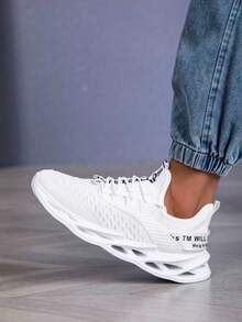 Men's Lightweight Mesh Sneakers, New Autumn White Casual Shoes, Outdoor Daily Lace-Up Low-Top Flat Trainers, Tennis Shoes, Road Running Shoes, Unisex Breathable Soft Slip-On Sneakers, Couples Sizes 36-45