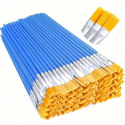 20/40/60 piezas de pinceles finos de nailon planos para pintura, acuarela