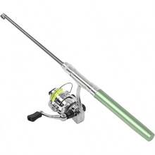 RiToEasysports Kit de Caña de Pescar, Combo de Rueda de Carrete de Caña de Pescar Portátil Retráctil de Bolsillo con Forma de Bolígrafo para Pesca de Agua Dulce y Agua Salada - Verde - Ver 7