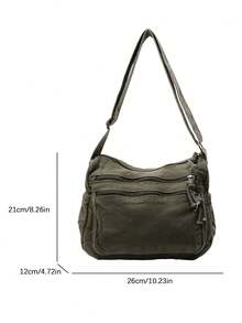 Fashionable Vintage Denim Women's Shoulder Bag, Casual & Versatile, Compact Yet Stylish, Large Capacity Commuter Crossbody Bag, Suitable For Outings, Dates, Shopping, Daily Matching, Office And Other Occasions - Green - View 6