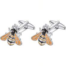Gemelos dorados para hombre, diseño de catarina, personalizados, adecuados para bodas, fiestas, joyas, regalo - Abejas Amarillas - Ver 3