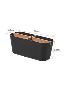 1pc Bamboo Toothbrush Holder With 5 Slots, Bathroom Vanity Countertop Storage Organizer For Electric Toothbrush, Toothpaste, Razor - Matte Black - 黑色 - 查看 12