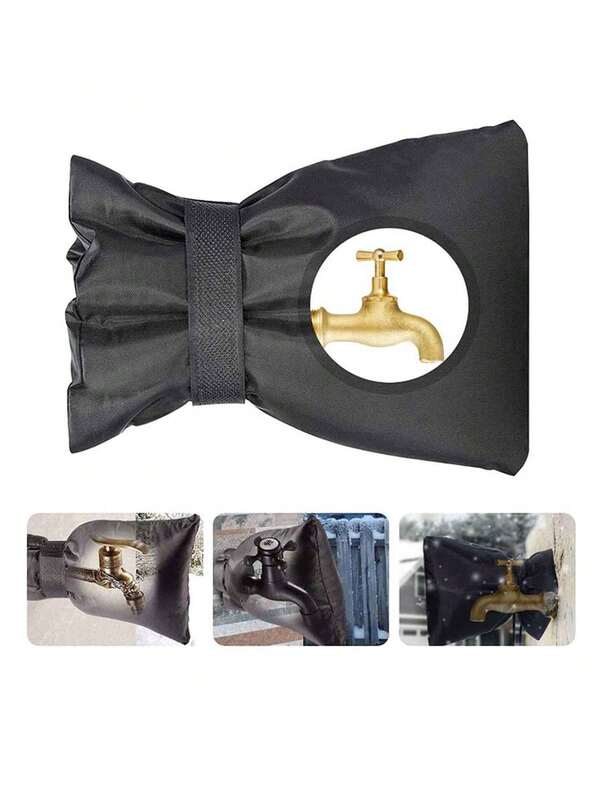 1 szt. Czarna osłona zewnętrzna na kran zimowy (wodoodporna i zapobiegająca zamarzaniu), zapewniająca, że kran nie zamarznie i będzie mógł normalnie dostarczać wodę, wielokrotnego użytku osłona ochronna, odpowiednia na tarasy - Urządzenie zabezpieczające kran domowy - Ogród - Akcesoria ogrodowe - Narzędzia ogrodowe