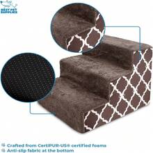 Best Pet Supplies Dog Stairs & Steps - Foam Steps For Small Dogs & Cats, Non-Slip Indoor Balanced Pet Step Support, Dog Ramp, No Assembly, Brown Lattice Print, 3-Step (13.5-Inch Height),21720293 - 棕色 - 查看 2