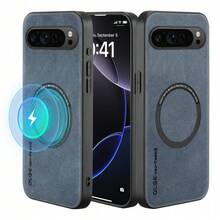 Luxury PU Leather Phone Case For Google For Pixel 10/10pro 10proxl 9a 9/9pro 9proxl 8a 8pro 8 7a 7pro 7, Compatible Magsafe, Support Magnetic, Support Car Holder, Protective, High-Quality - 藍色 - 查看 2