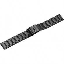 Correa de reloj clásica de acero inoxidable de 18mm 20mm 22mm 24mm, correa de reloj de metal cepillado en plata y negro para mujeres y hombres, correa de reemplazo de reloj con doble hebilla - Tornillo negro - Ver 3