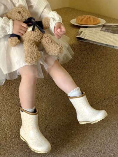 New Kids Rain Boots, Mid-Calf Design, Waterproof And Anti-Slip, Durable, Suitable For Toddler Girls