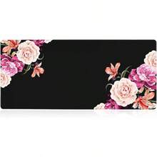 Alfombrilla de ratón extendida para juegos iLeadon, base de goma antideslizante y resistente al agua, protector de escritorio para teclado y ratón, 35.5 x 15.75 pulgadas, 3mm de grosor, XX-Large, compañero para trabajo y juegos (Noche estrellada) - Flor de peonía - Ver 4