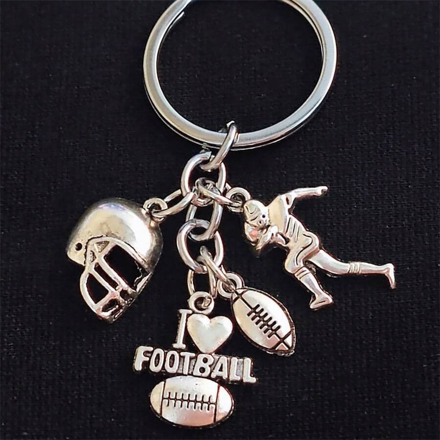 Football Fan's Dream: Mini American Football Helmet Keychain -� !Sports Theme,Floating Design,With Safety Clasp,For Bags And Keys,Men,DIY,Key Ring