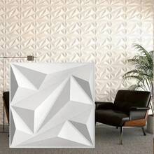 3D Diamond Design Wall Panels, Matte White/Black. Material, Odorless, Lightweight, Easy Installation, Fire-Resistant, Waterproof & Moisture-Proof, Suitable For Home, Room, Bathroom, Bedroom, Living Room Decor, Christmas & Winter Decoration