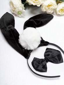 Body de cosplay de conejito navideño sexy con detalles de cordones cruzados sin espalda y mangas en los brazos, diseño de tirantes finos sin mangas - Negro - Ver 3