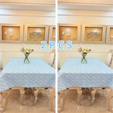 1 Stück rechteckige hellblaue Diamantmuster Tischdecke - elegante und modische bedruckte, wasserabweisende und fleckenfeste Polyester Tischdecke, geeignet für Zuhause, Café, Bar, Outdoor-Picknick, Feiern, Hippie-Atmosphäre und Dekoration zum ersten Mal um die Sonne