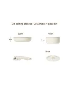 5pcs Detachable Cookware Set, Non-Stick Frying Pan, Saucepan, Detachable Handle, Marble Coating, High-Quality Pots And Pans, Heat-Resistant, Versatile Handle Can Be Used As Cookware Or Tableware - Multicolor - View 7