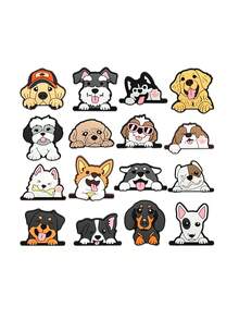16pcs Cute Cartoon Puppy DIY Shoe Charms Set, Suitable For Hollow Out Clogs, Beach Sandals, Flip Flops - Multicolor - View 2