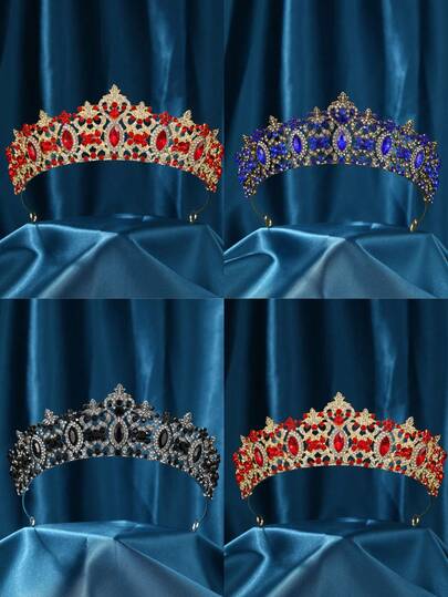 1 coroa de cristal estilo barroco para noivas, tiara de casamento europeia vintage, decoração com strass, acessório de luxo adequado para cerimônia de noiva real
