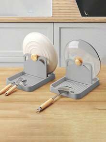 1pc Kitchen Lid Holder, Foldable Kitchen Utensil Holder For Spoons, Spatulas And Knives Storage Rack, Foldable