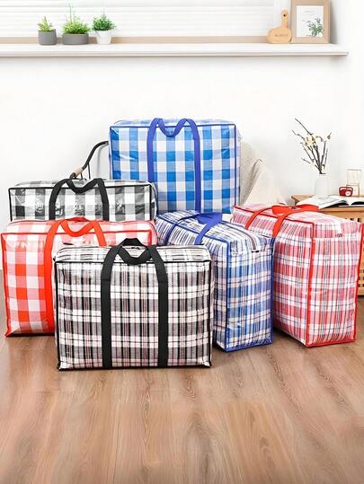 Grote waterdichte geweven opbergzakken, nylon opbergtas met grote capaciteit, met handvatten, verdikte multifunctionele organizer voor verhuizen, reizen, kleding, gereedschap en afval - duurzame vierkante vorm van plastic, geen stroom nodig, verpakkingsmaterialen voor verhuizen, opbergkoffers voor thuisorganisatie, opbergdozen voor het organiseren van dekbedden en kleding - multifunctionele organizer met ritssluiting, ideaal voor slaapkamer en verhuizen, opbergtas voor dekbedden