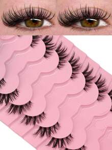 9对半条假睫毛，自然猫眼妆假睫毛，卡通风格假睫毛，透明带自然假睫毛，短款柔软3D仿貂毛假睫毛，轻盈蓬松仿貂毛假睫毛，睫毛嫁接工具 - 眼尾拉長款 - 查看 8