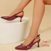 1 Size Larger Summer New Soft Leather Pointed Toe Sandals, Kitten Heel Sandals, Versatile Stilettos Slide Sandals For Women