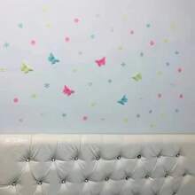 100 piezas de pegatinas fluorescentes de colores, pegatinas de estrellas de plástico fluorescentes para decorar paredes, decoración del hogar para el techo, la pared, el dormitorio de niños/bebés