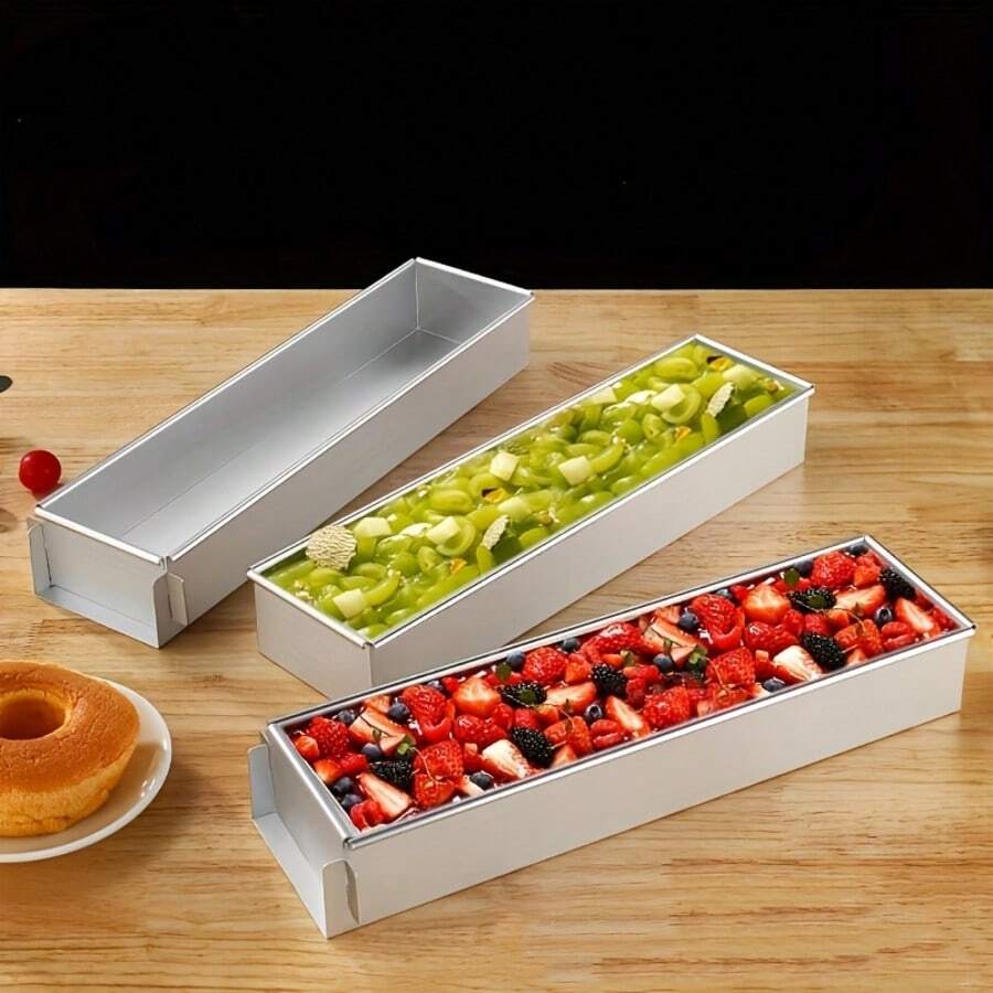 1pc Multifunctional Aluminum Rectangular Cake Pan With Base - Ideal For Tiramisu, Cheesecake And Mousse - Essential Baking Tool For Holidays